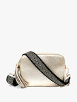 Gold Leather Bag with Gold Chevron Strap